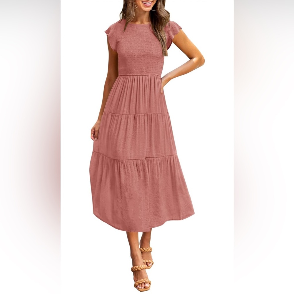 Smocked coral dress from Amazon